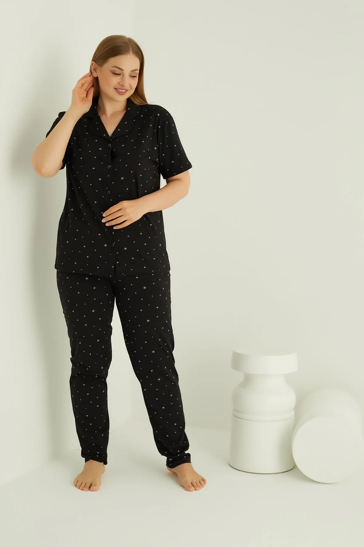 ELİTOL  ÜBERGROßES PYJAMA-SET AUS BAUMWOLLE MIT KNÖPFEN