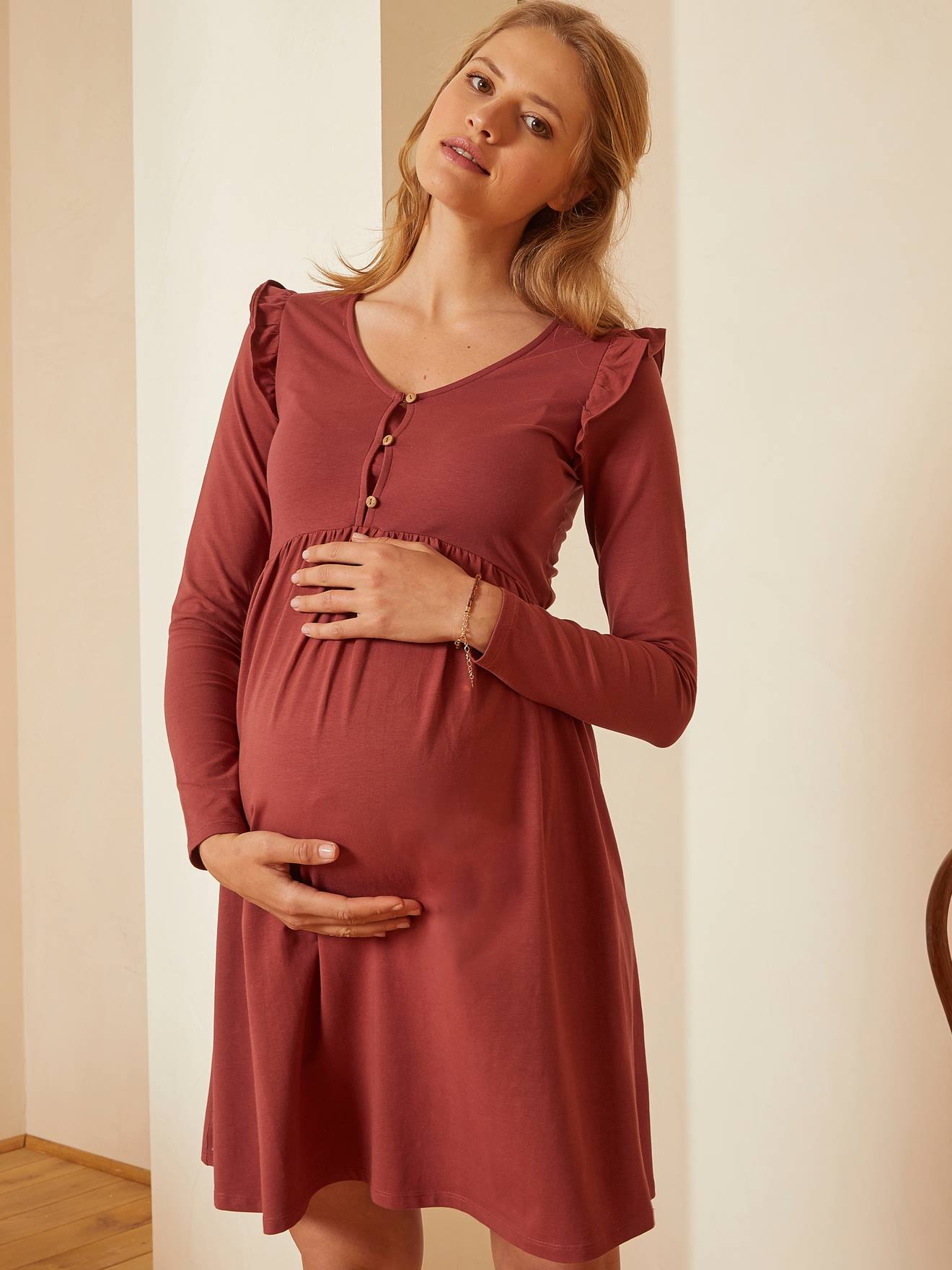 Vertbaudet Kurzes Kleid für Schwangerschaft & Stillzeit  Oeko-Tex - tannengrün