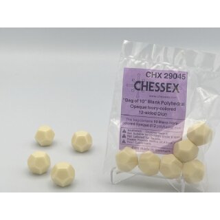 10 blanke elfenbeinfarbene W12 Würfel (undurchsichtig)