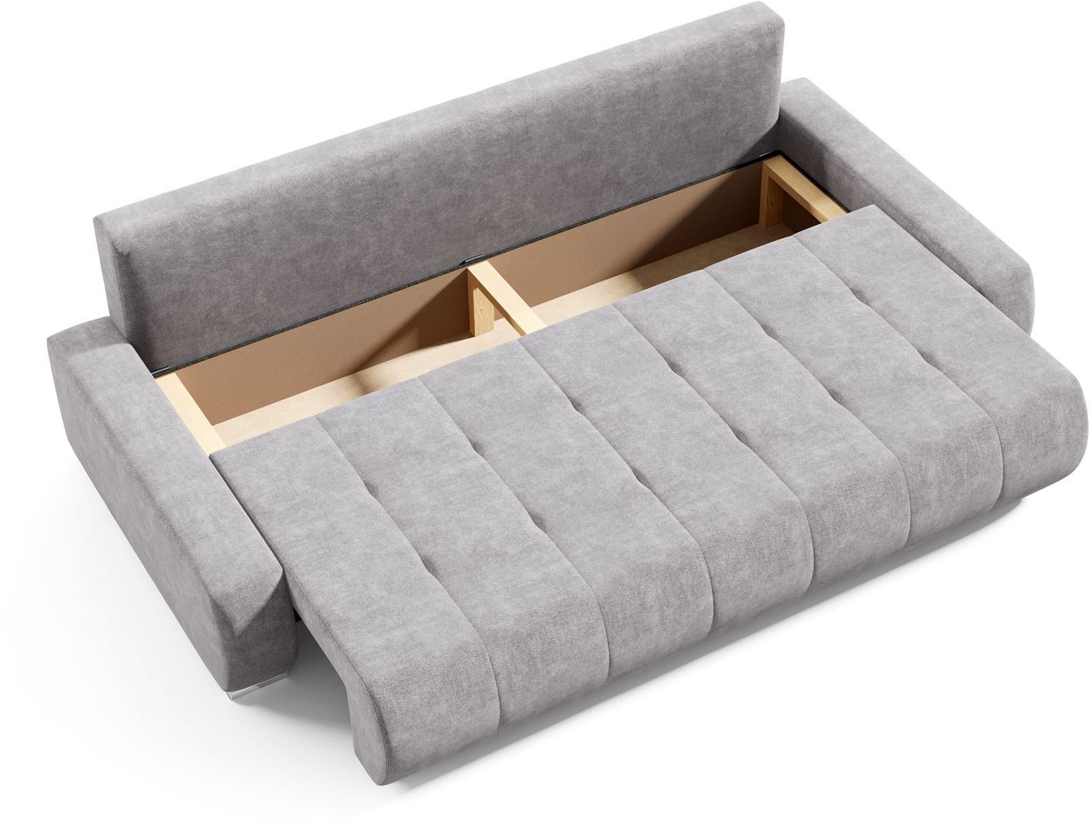 Beautysofa Schlafsofa Draco, mit Schlaffunktion, Bettkasten, Freistehendes, 3 Sitzer Polstersofa, aus Velours, modern