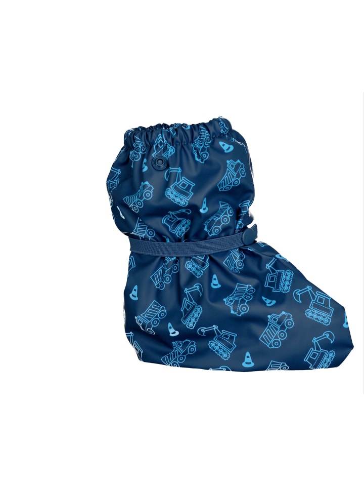 Playshoes Regenfüßlinge mit Fleece-Futter Baustelle in Marine günstig kaufen