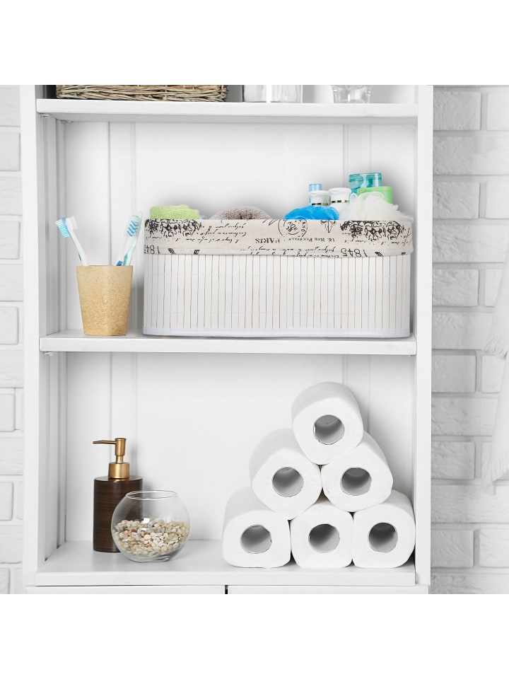 relaxdays Aufbewahrungskorb in Weiß - (B)38 x (H)16,5 x (T)28,5 cm günstig kaufen onesize