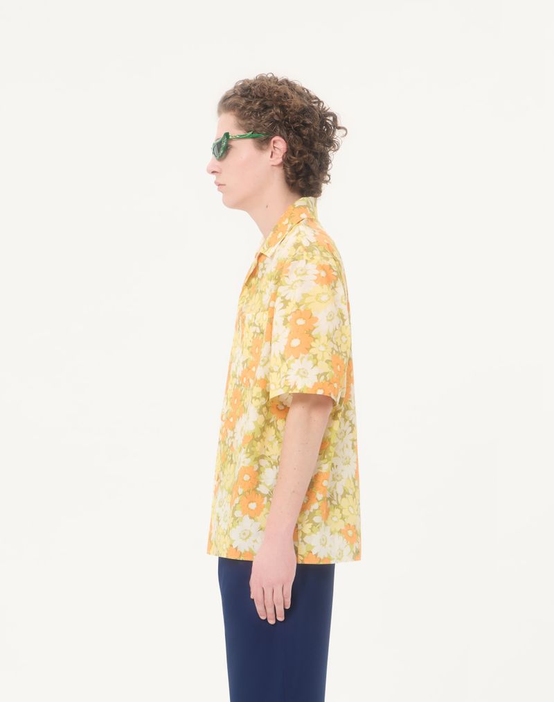 Valentino bowlingskjorte i bomuld med blomsterprint af papir