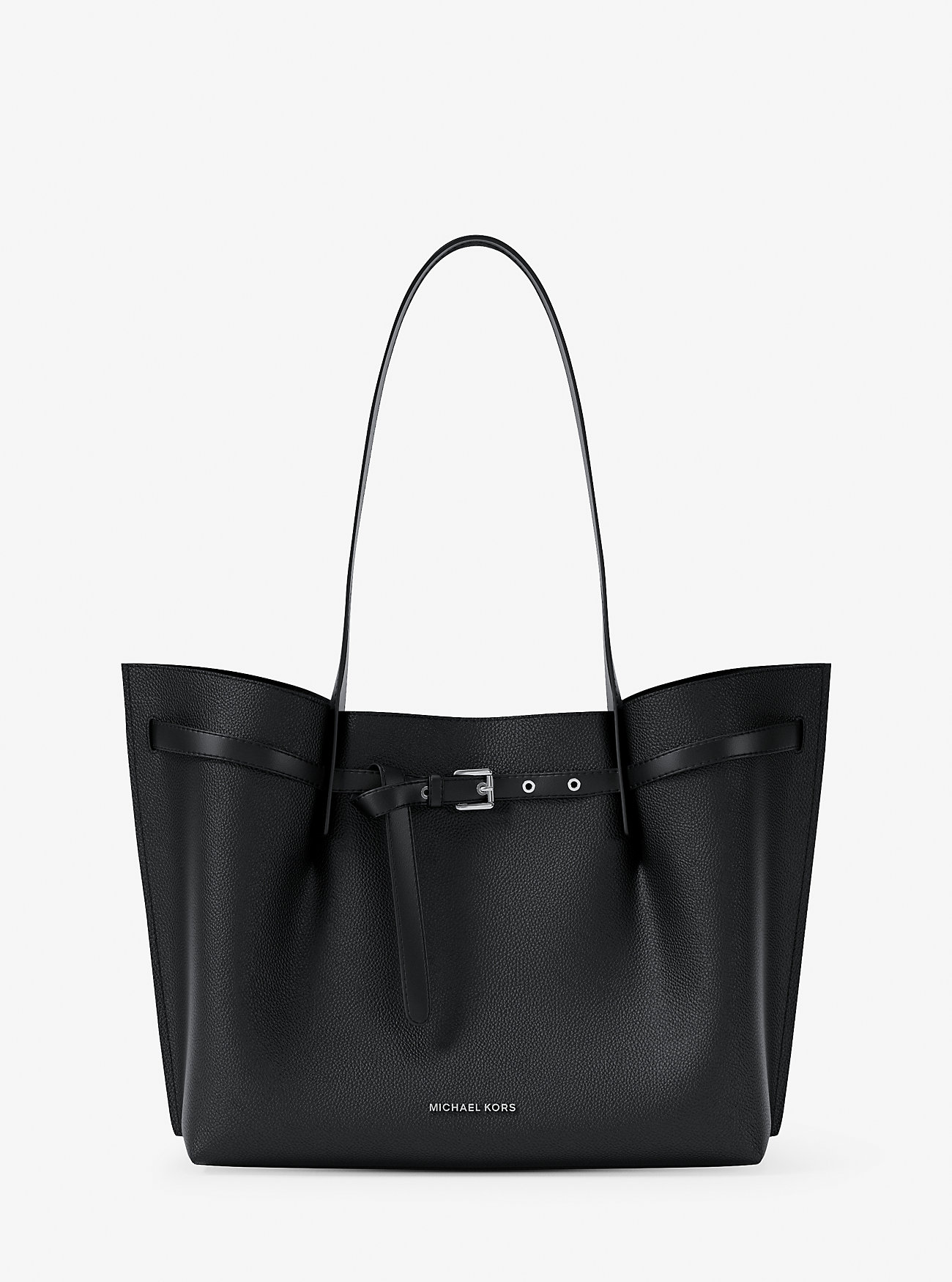 Emilia Large Pebbled Leather Tote Bag - BLACK