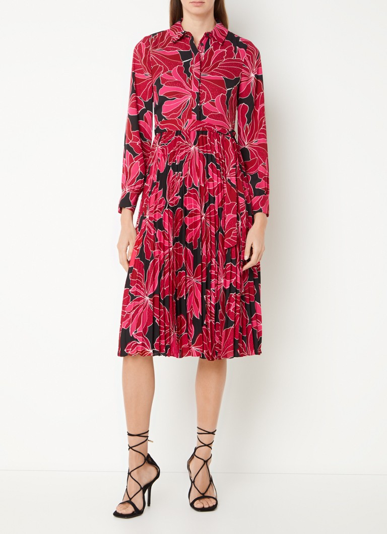Abito chemisier midi a pieghe con stampa floreale di Hobbs