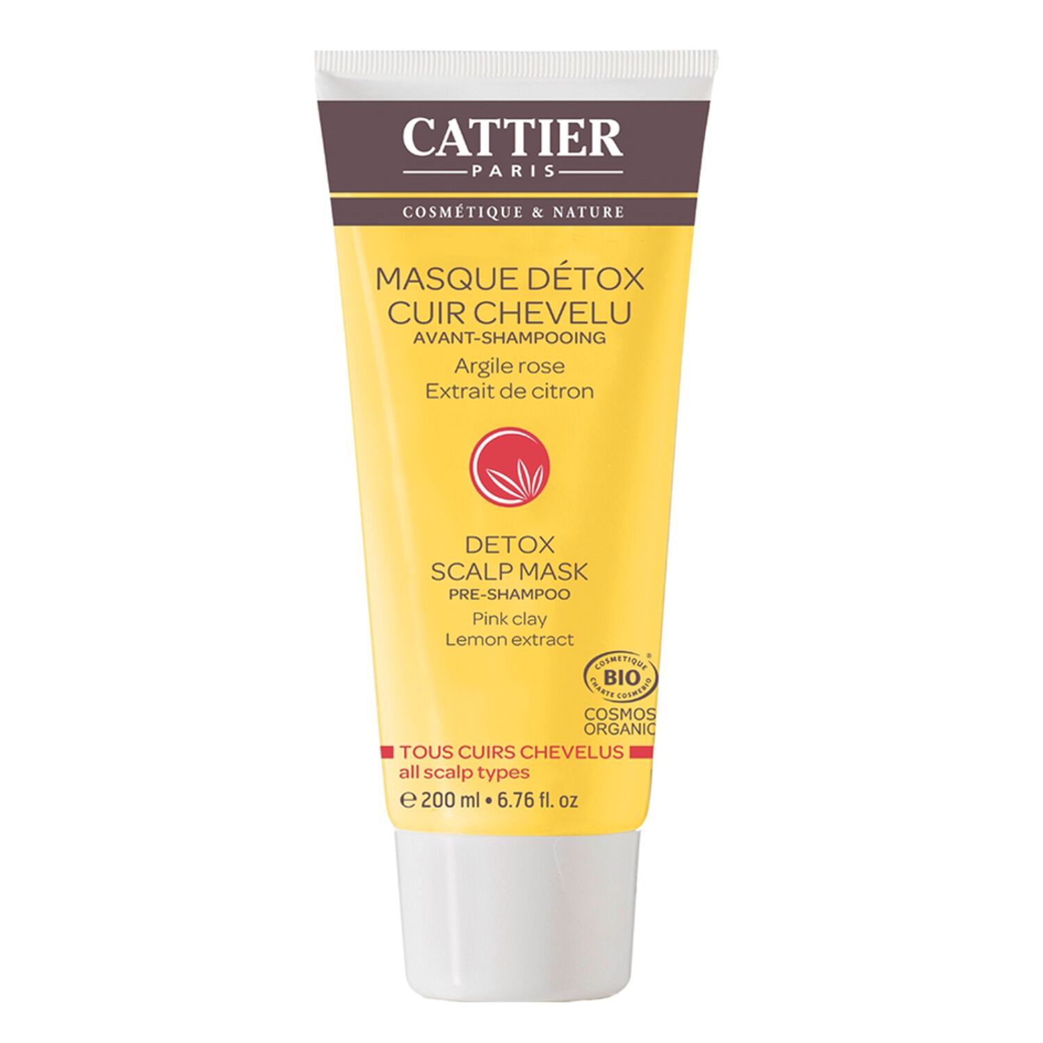 Cattier Masque Détox Cuir Chevelu Argile Rose & Extrait de Citron 200 ml