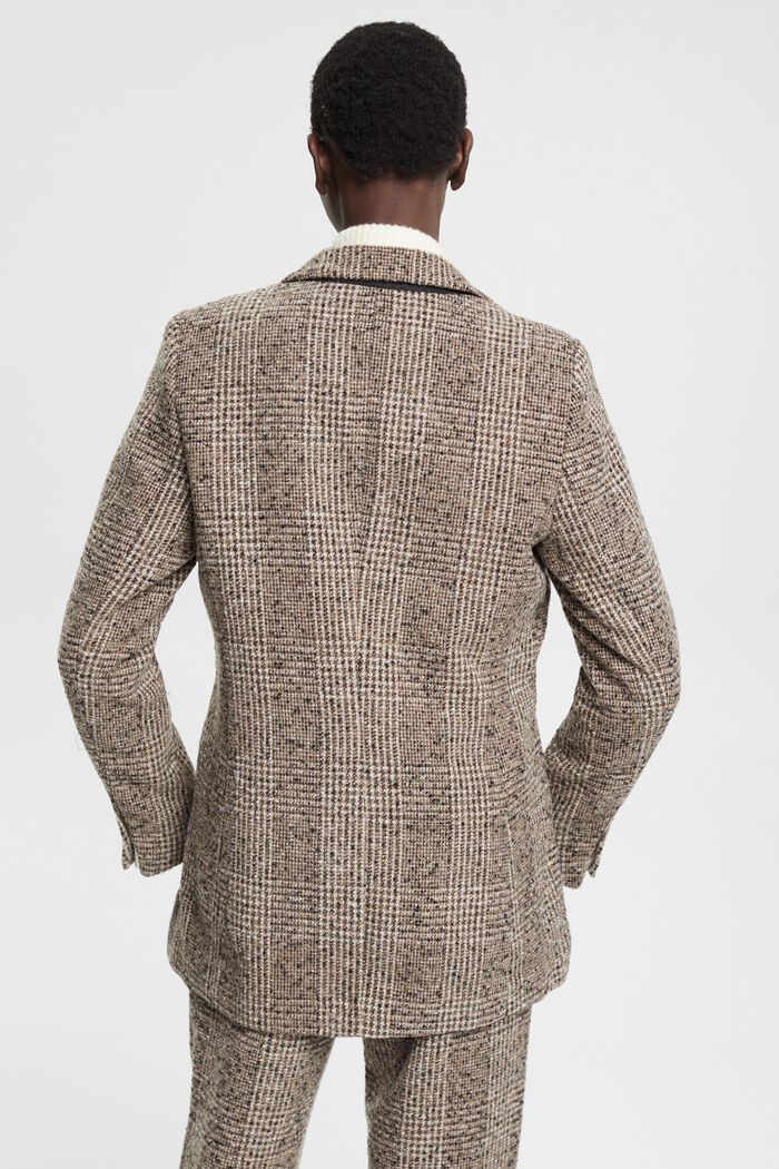 Bouclé-Blazer mit Karomuster aus Wollmix