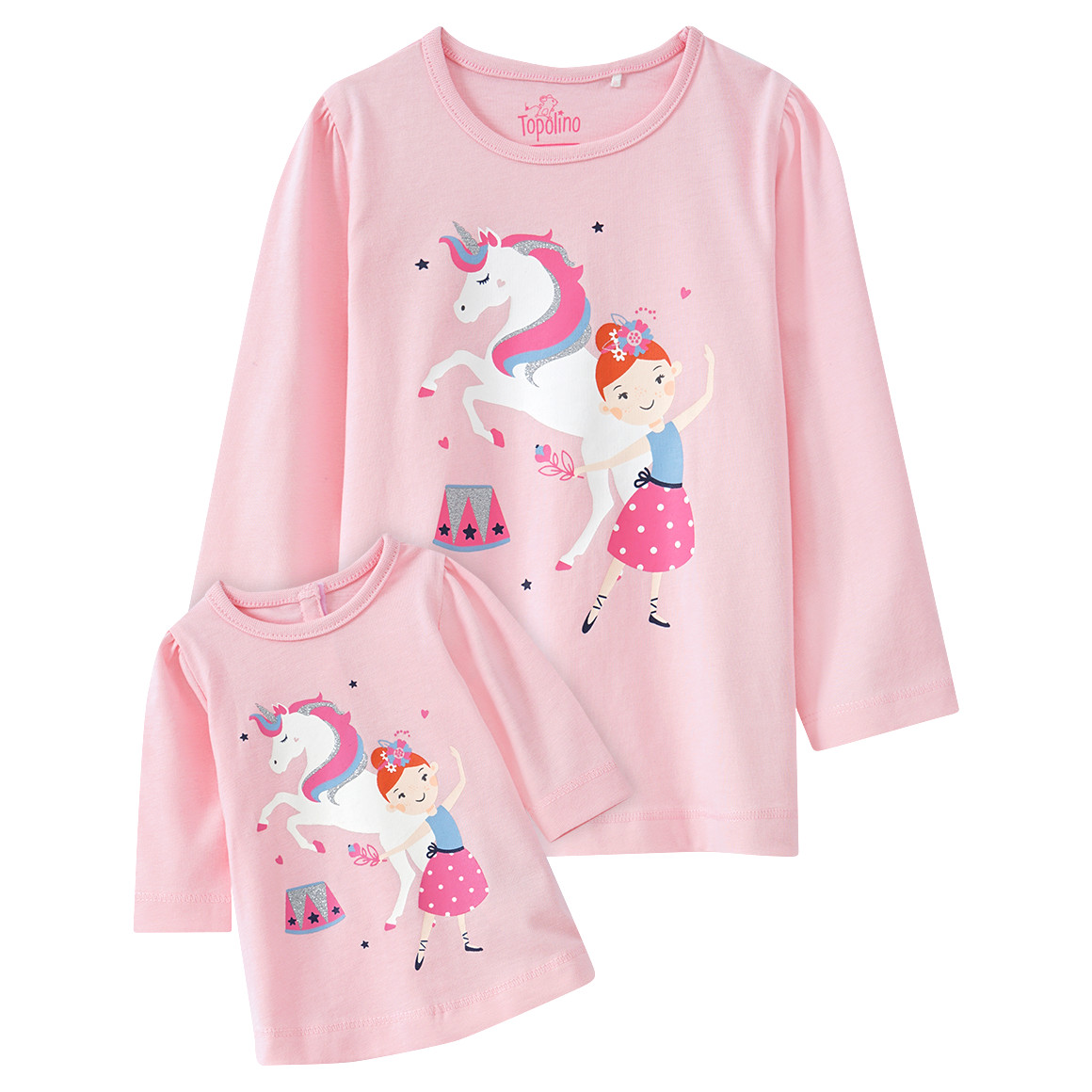 Mädchen Langarmshirt mit Puppenshirt im Set