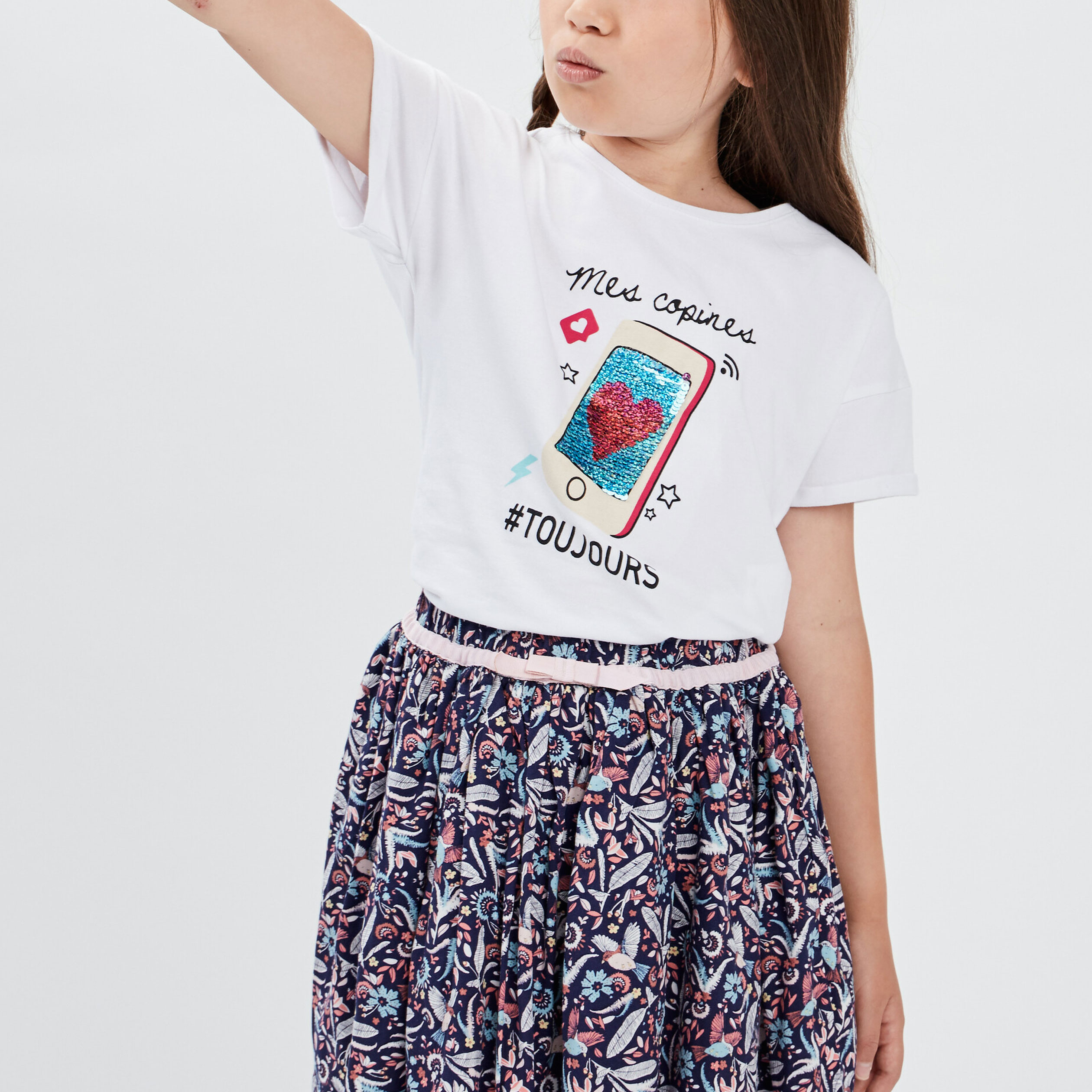 T-shirt manches courtes blanc fille | La Halle