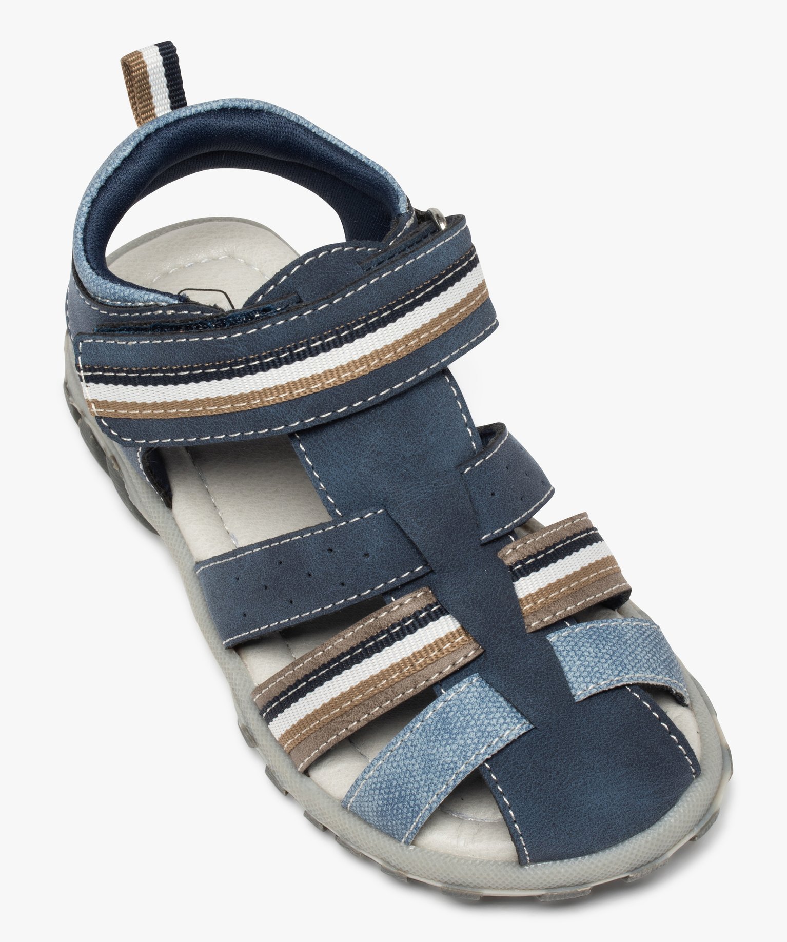 Sandales Garçon multi-brides fermeture scratch bleu | GEMO