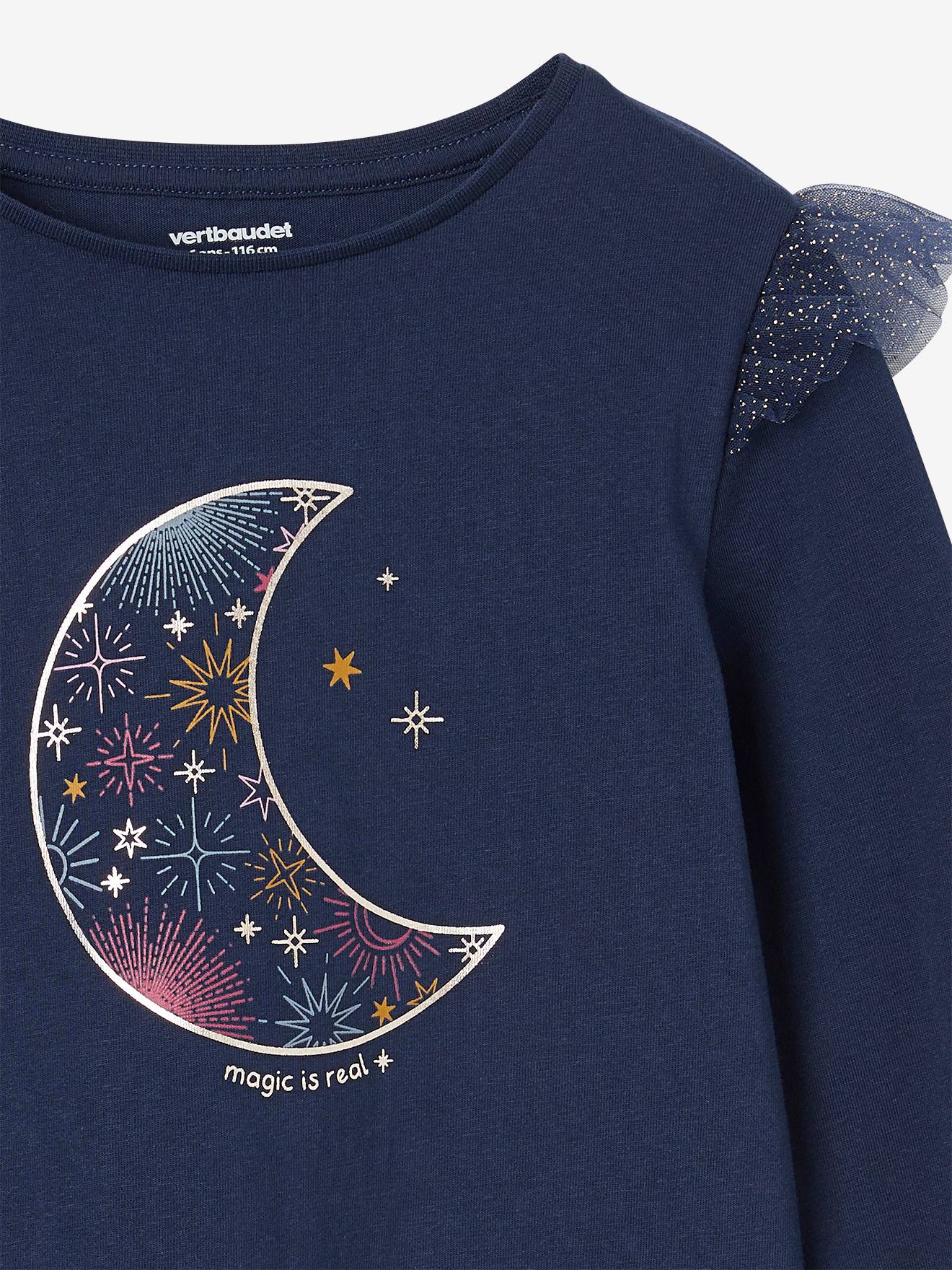 Vertbaudet Weihnachtliches Mädchen Volantshirt - marine