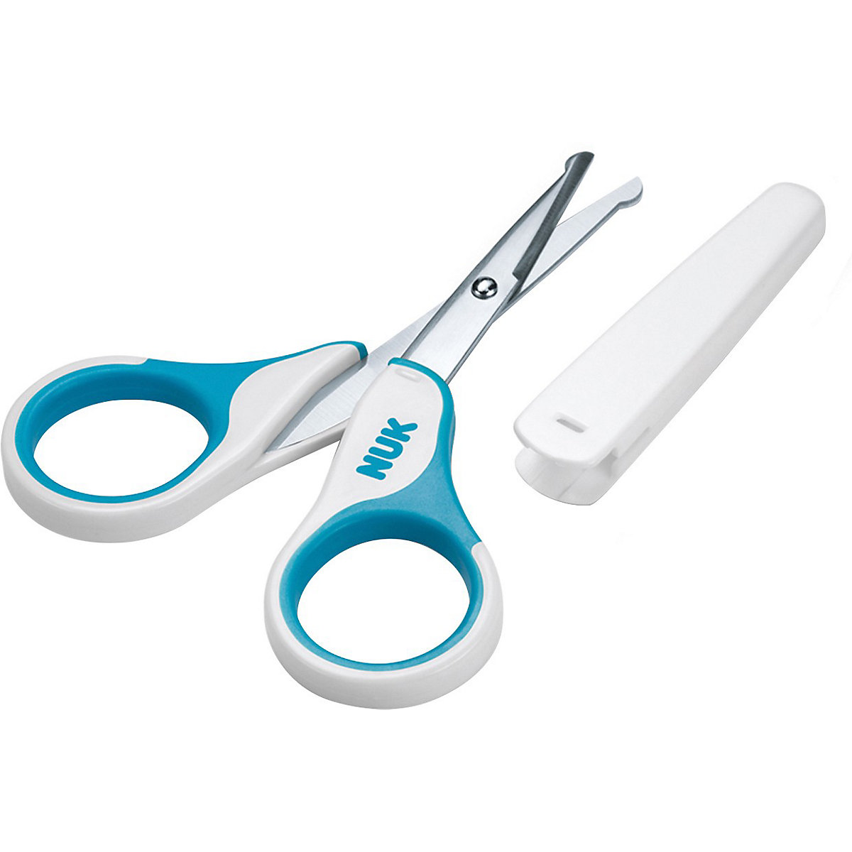 NUK Baby Nagelschere, sicher und präzise, für die Nagelpflege von Babys, inkl. Schutzkappe, blau