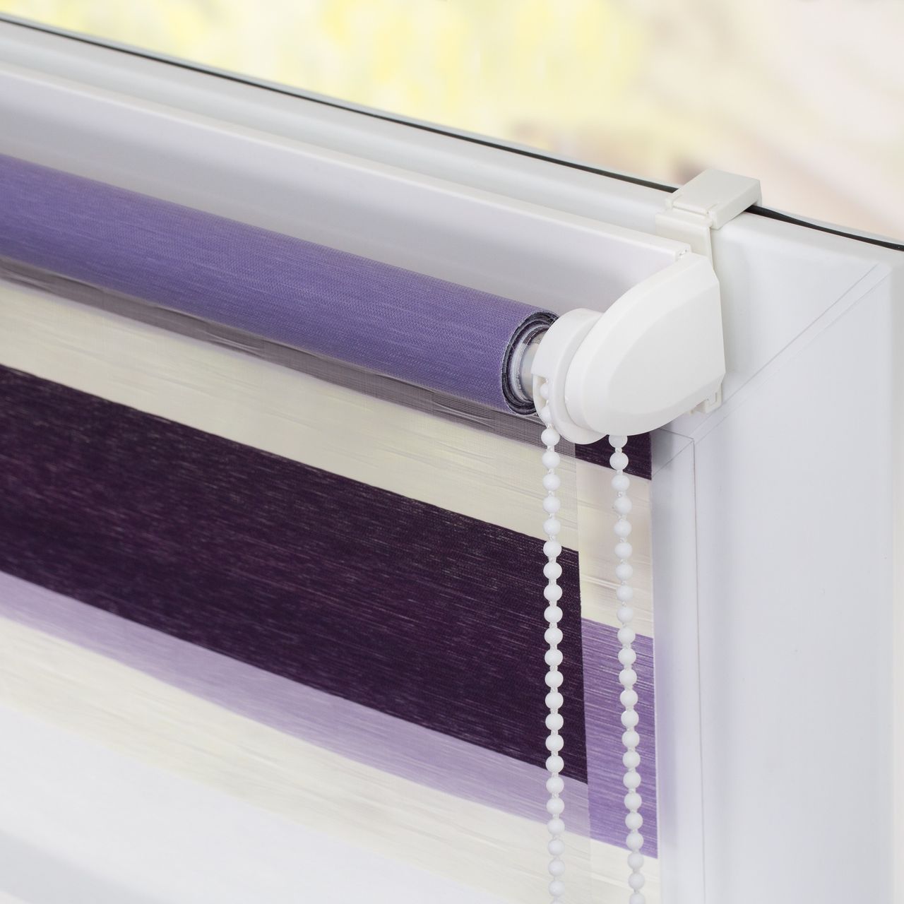 Lichtblick Duo-Rollo Klemmfix, ohne Bohren, Bunt - Violett - Lila - Weiß, 90 x 220 cm (B x L)