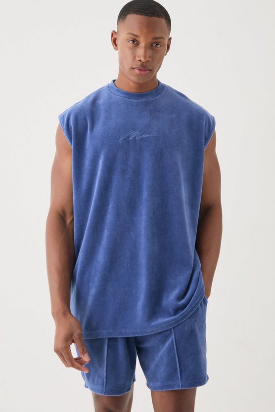 Man Oversize Velour Tanktop & Shorts Set