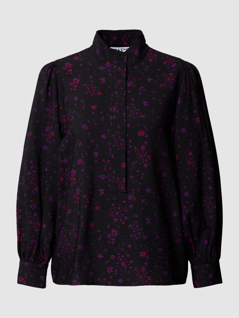 Blusenshirt mit floralem Muster in schwarz