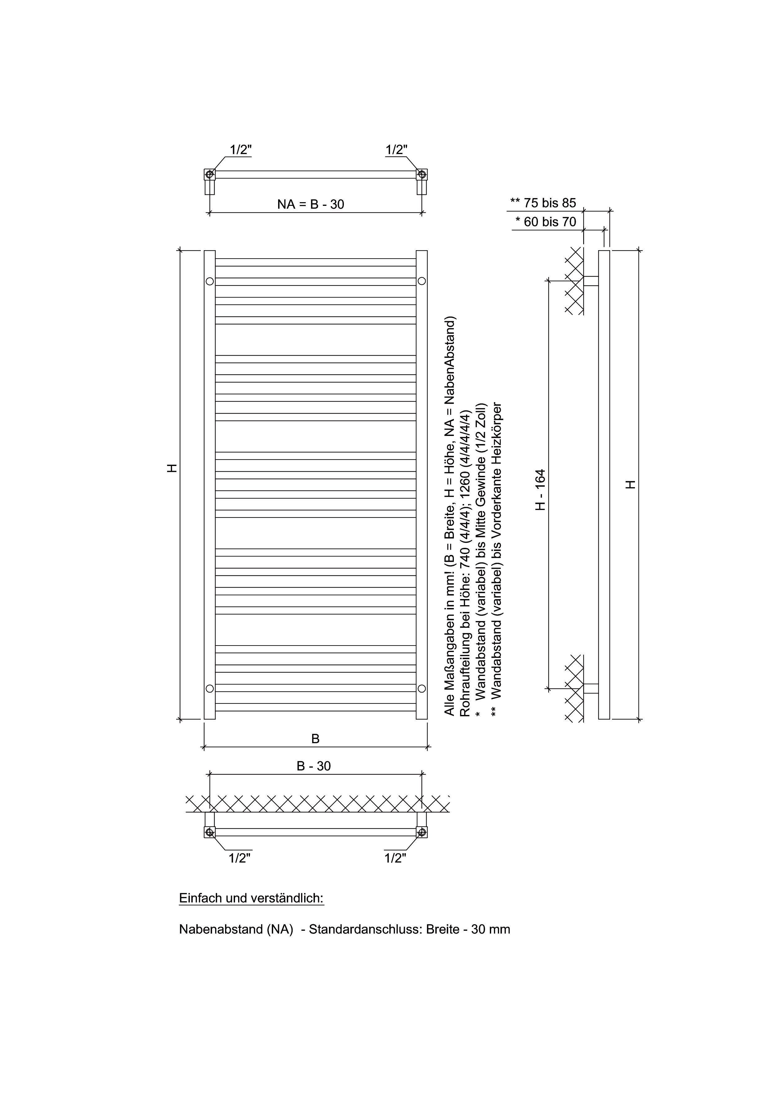 Ximax Badheizkörper C4 1260 mm x 500 mm, 240 Watt, chrom