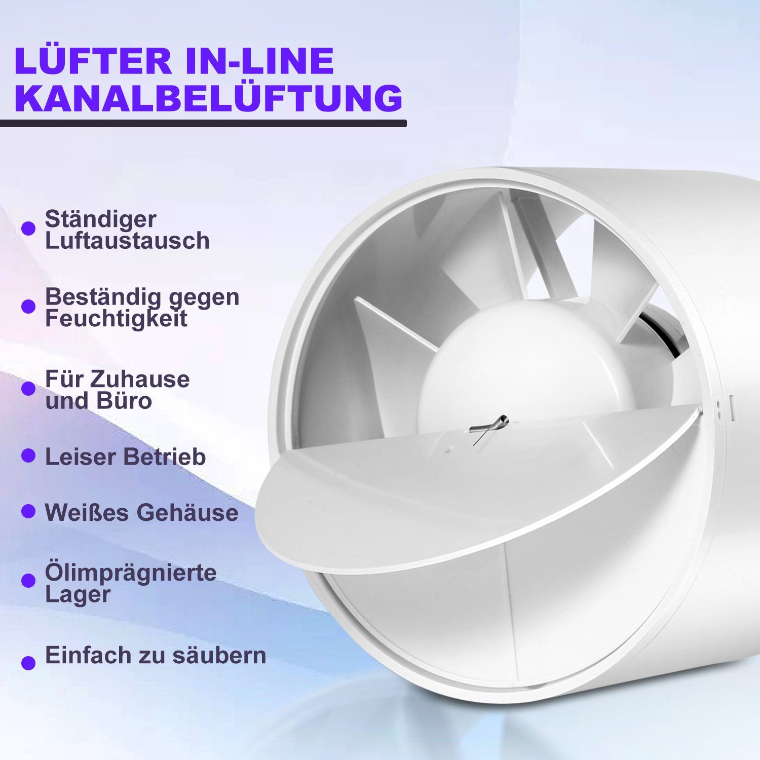 Gimisgu Wandventilator Rohrventilator Ø100mm/150mm Inline-Abluftventilator mit Rückstauklappe