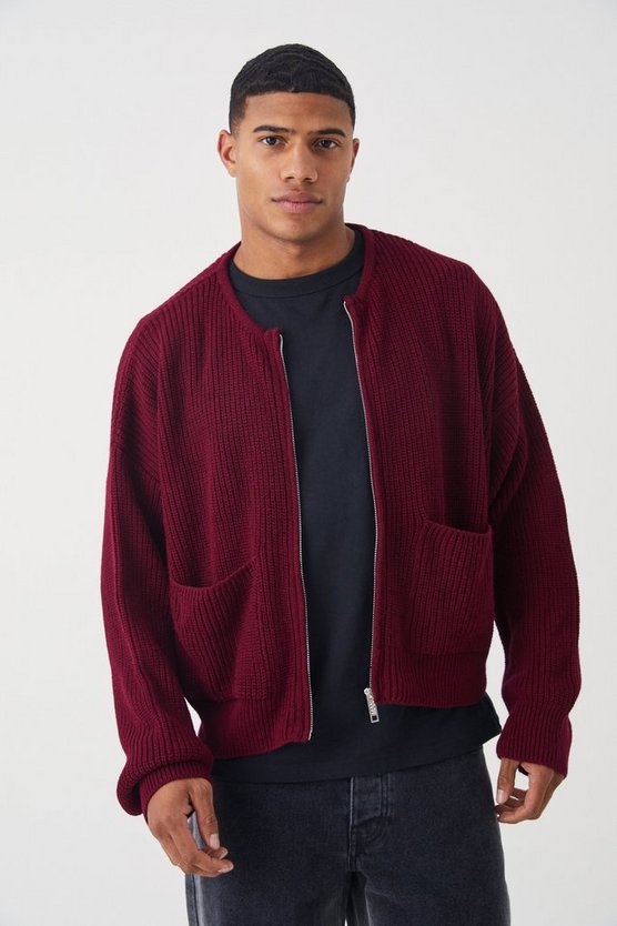 Oversize Strick-Bomberjacke