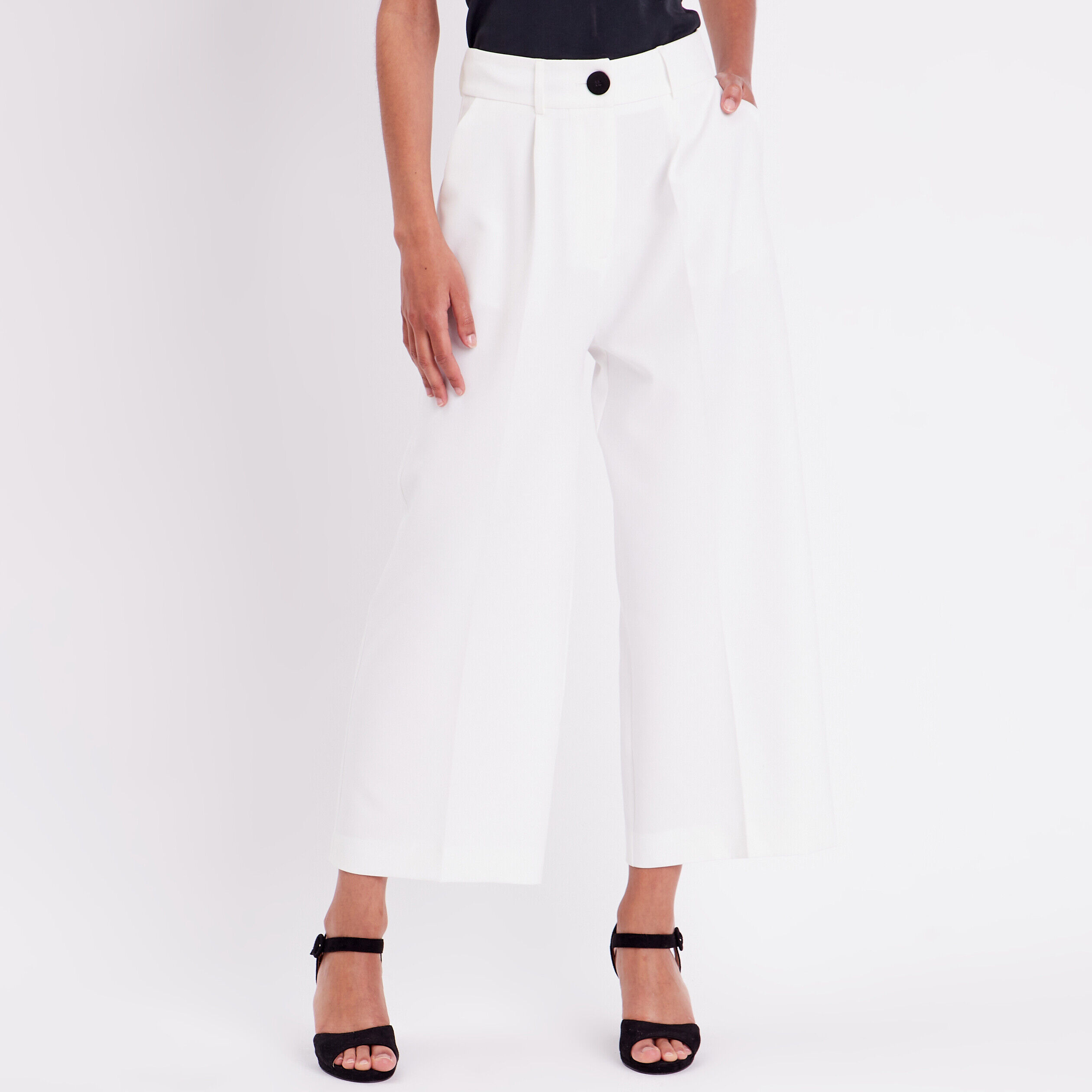 Pantalon city large ecru femme | Cache Cache