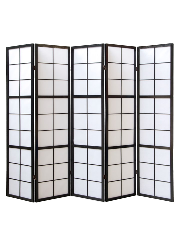 Homestyle4u 5-tlg. Paravent Shoji in Schwarz 220x175 günstig kaufen onesize