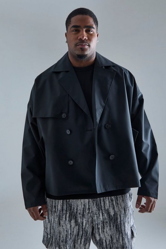 Plus kurzer zweireihiger Trenchcoat