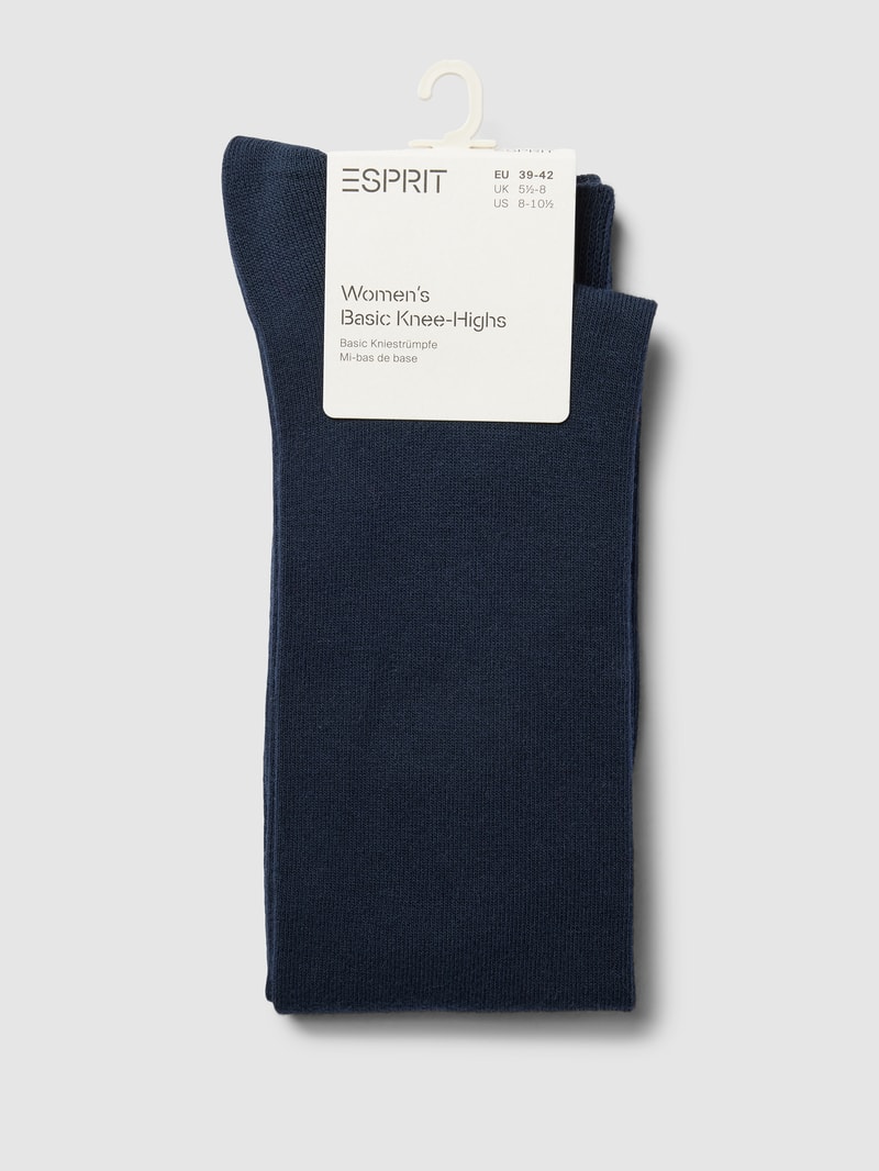 Kniestrümpfe mit gerippten Bündchen Modell 'Pure' in marineblau