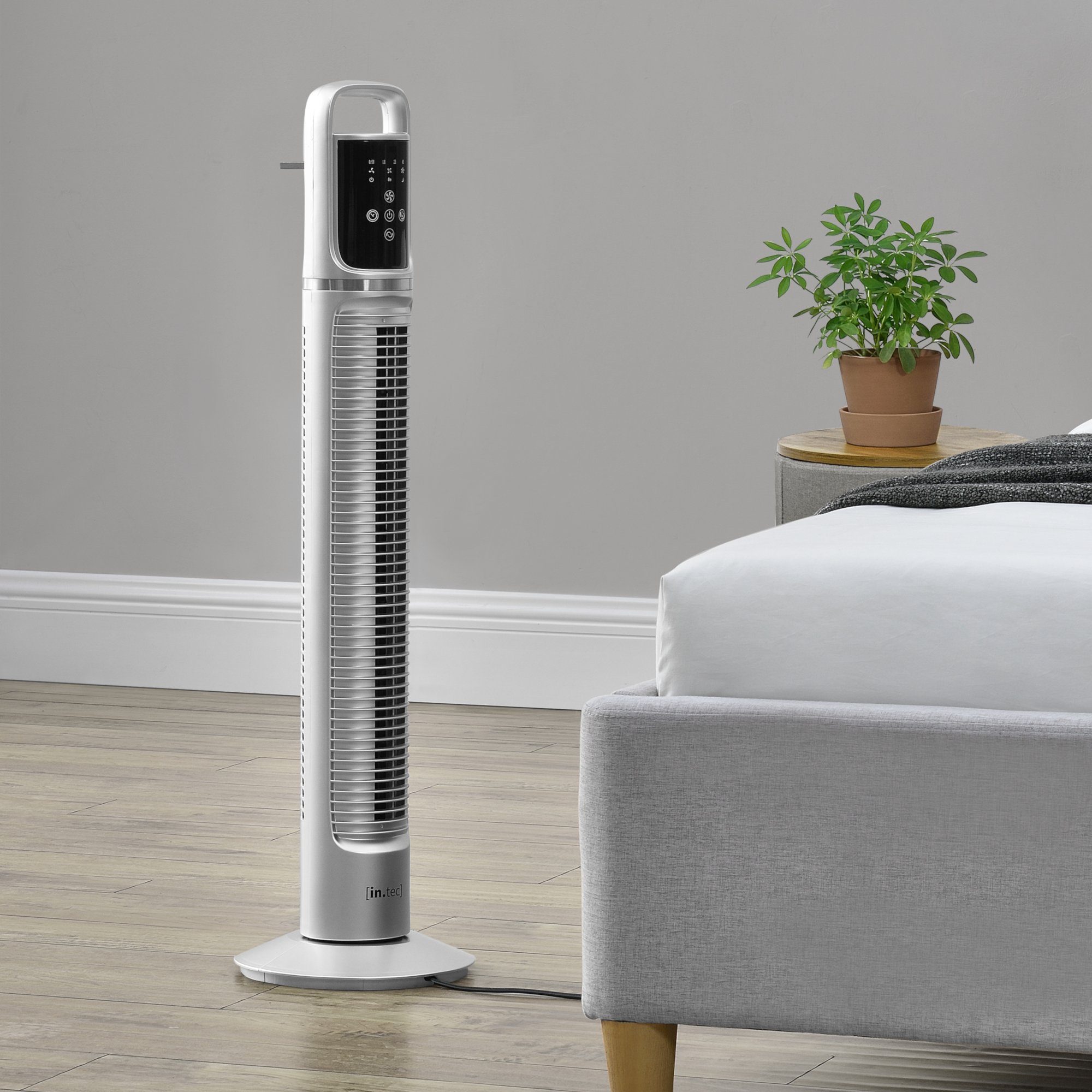in.tec Turmventilator, Towervent Säulenventilator Silber