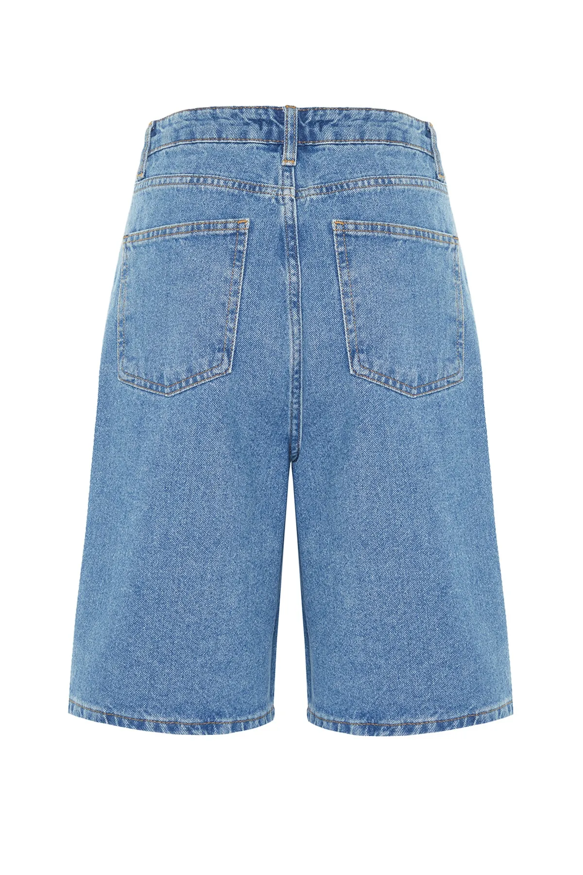Trendyol Collection  Blaue, plissierte Jeansshorts TWOSS21SR0121
