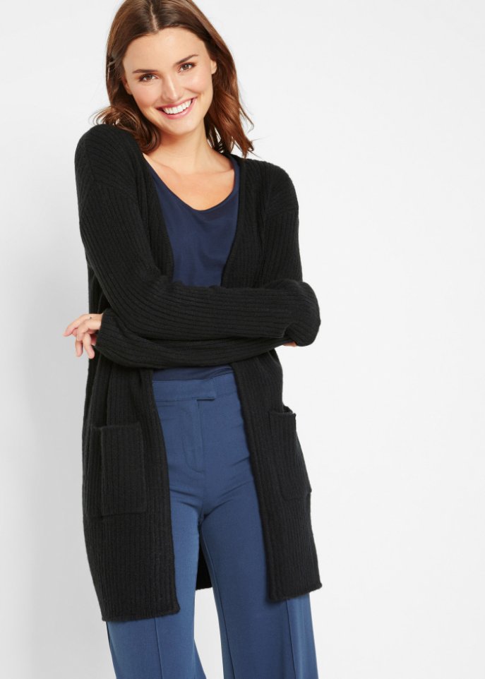 Strickjacke in breiter Rippenstruktur