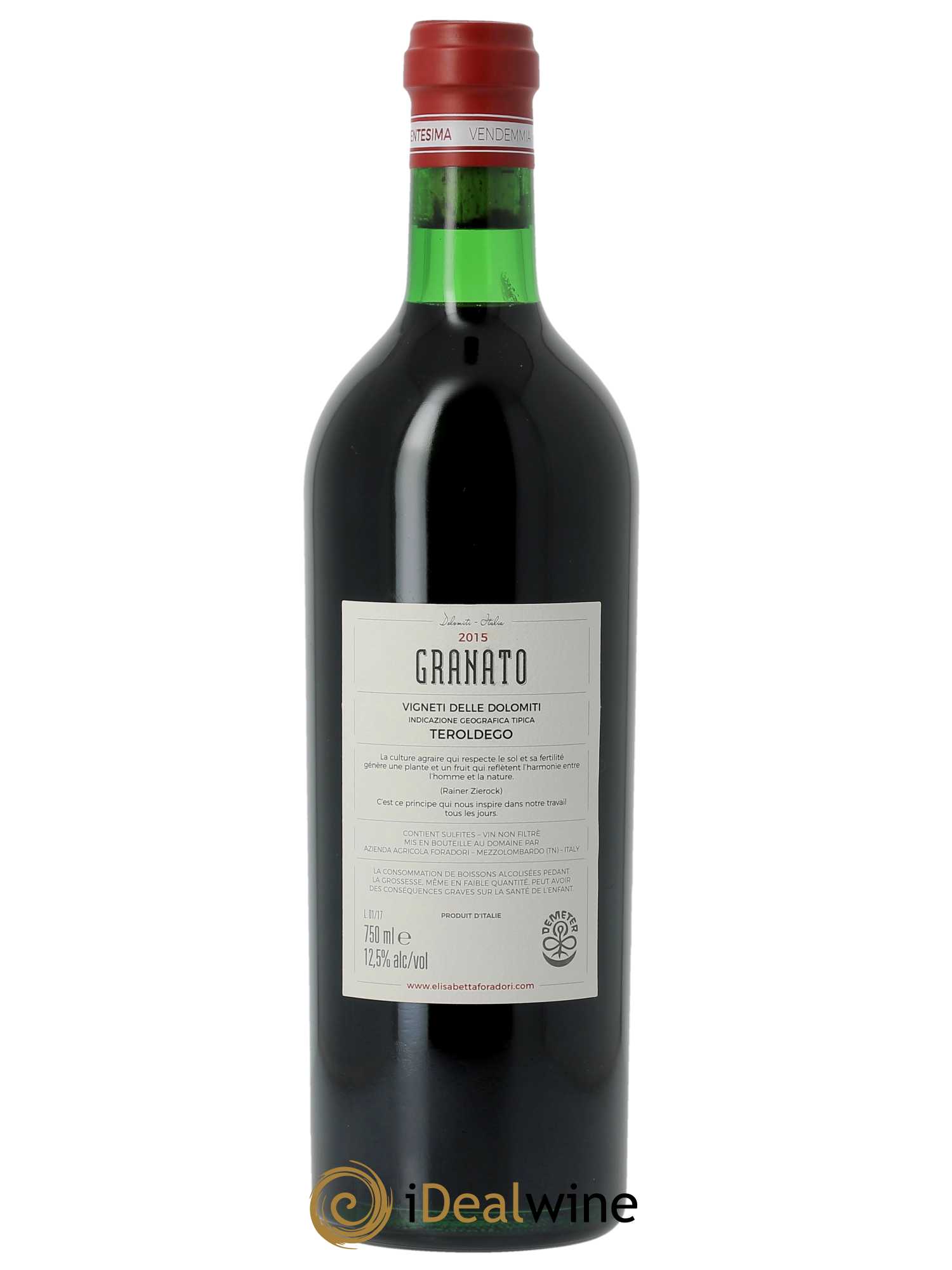 Vigneti delle Dolomiti IGT Granato Elisabetta Foradori  2015 - Lot de 1 Bouteille