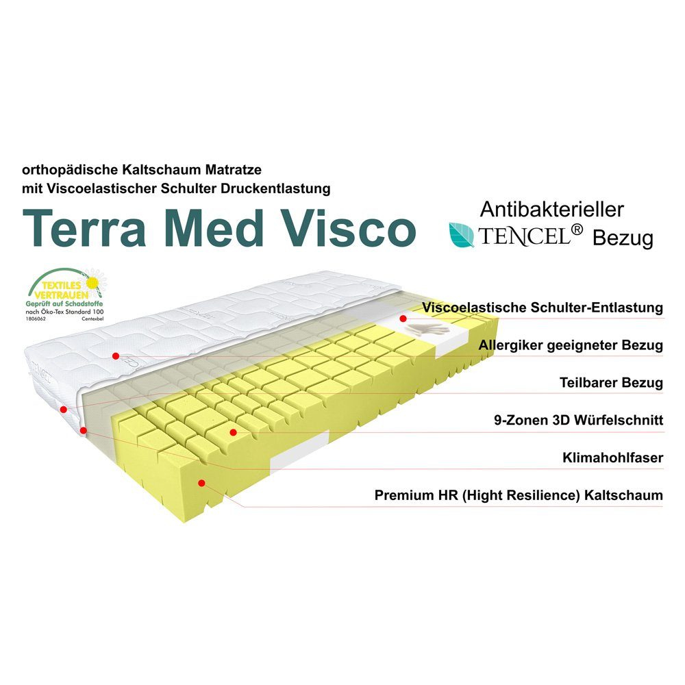 Kaltschaummatratze Kaltschaummatratze TERRAMED VISCO mit Visco-Schulterzone, Matratzen Perfekt, 24 cm hoch, hohes Raumgewicht und Visco - Schulterzone