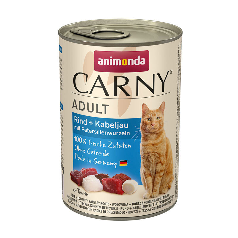 Animonda Nassfutter Animonda CARNY Adult 6x400g Rind, Kabeljau & Petersilienwurzeln