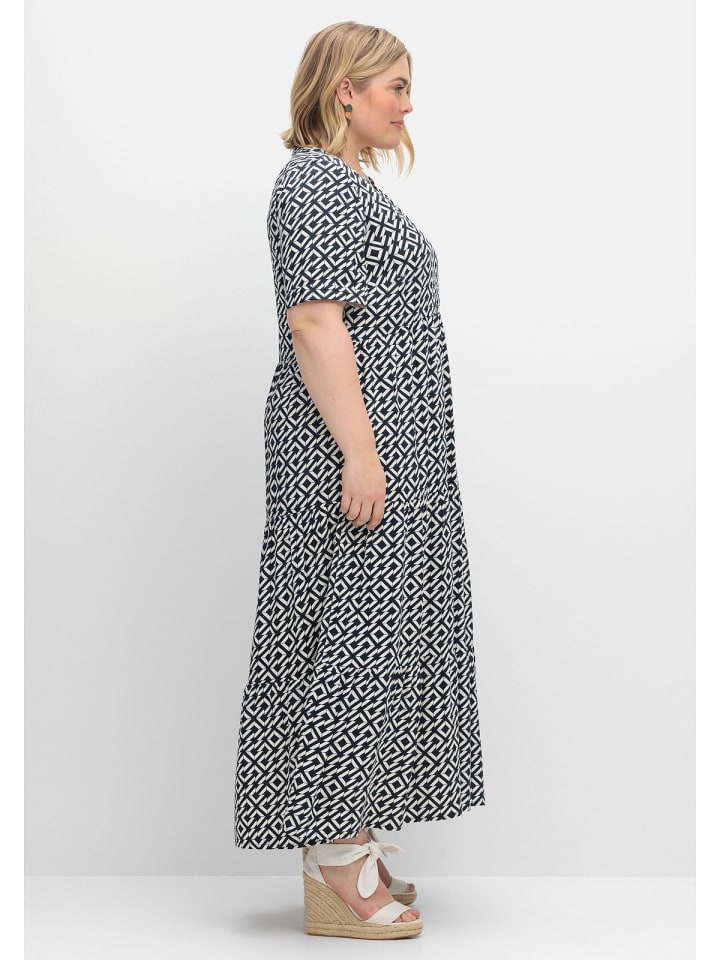 sheego Maxikleid in offwhite gemustert günstig kaufen