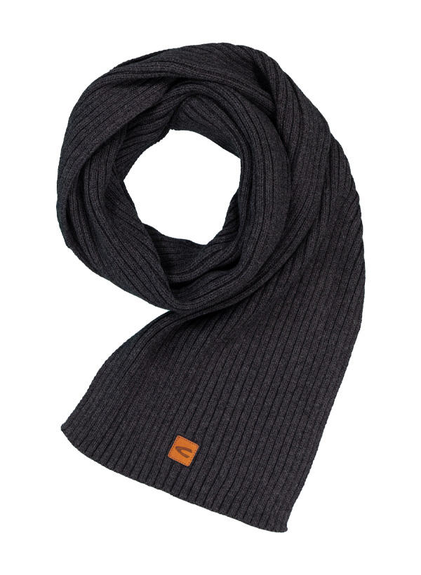 camel active, Schal, Baumwolle-Kaschmir, anthrazit meliert