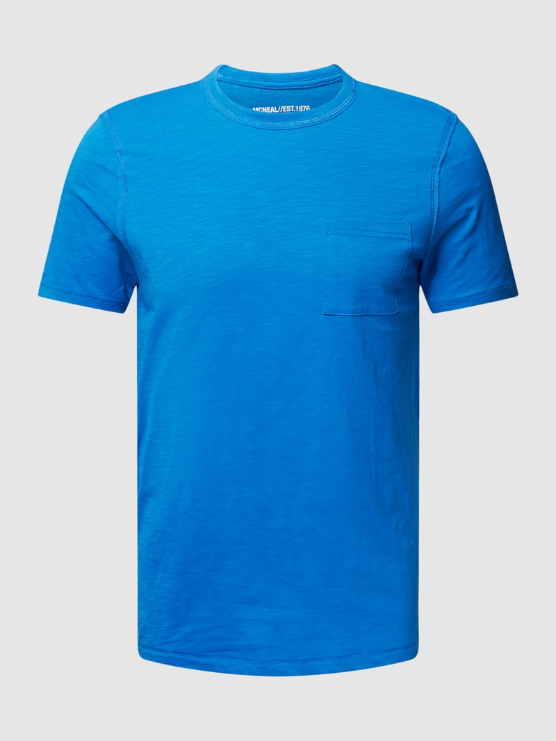 T-Shirt in melierter Optik mit Brusttasche in royalblau