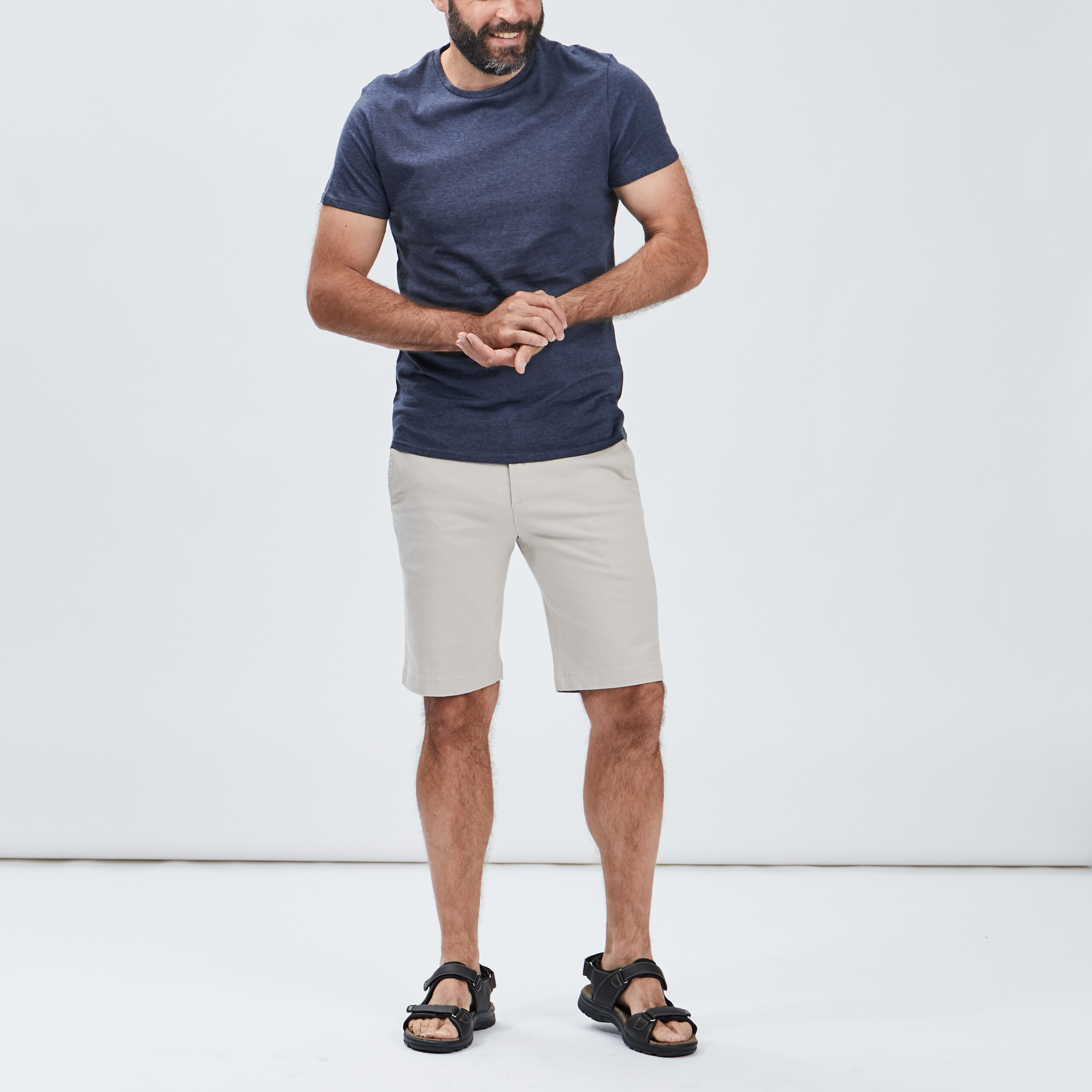 T-shirt coton manches courtes bleu marine homme | La Halle