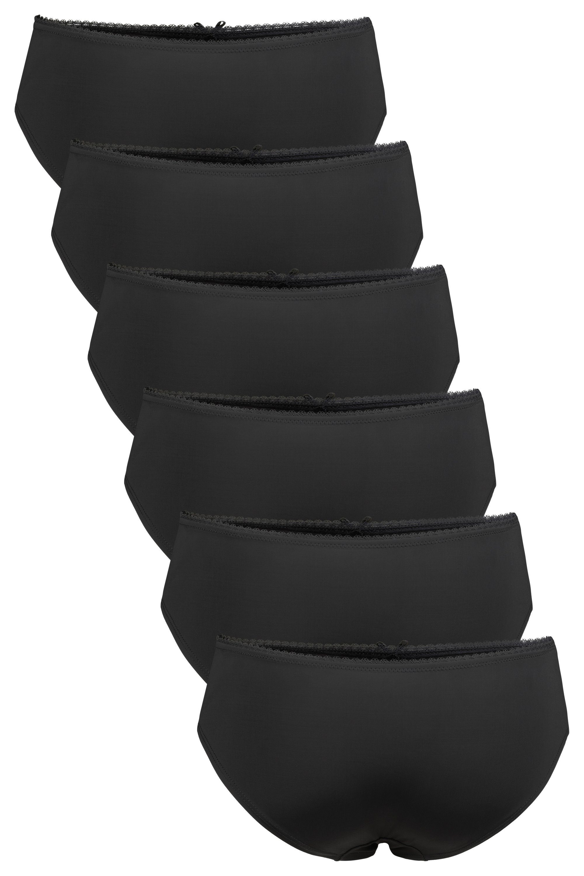 Fabio Farini Hipster Damen Slip - Frauen Höschen aus atmungsaktiver Microfaser (Packung, 6-St) im sportlichen Look mit dezenter Spitze am Bund