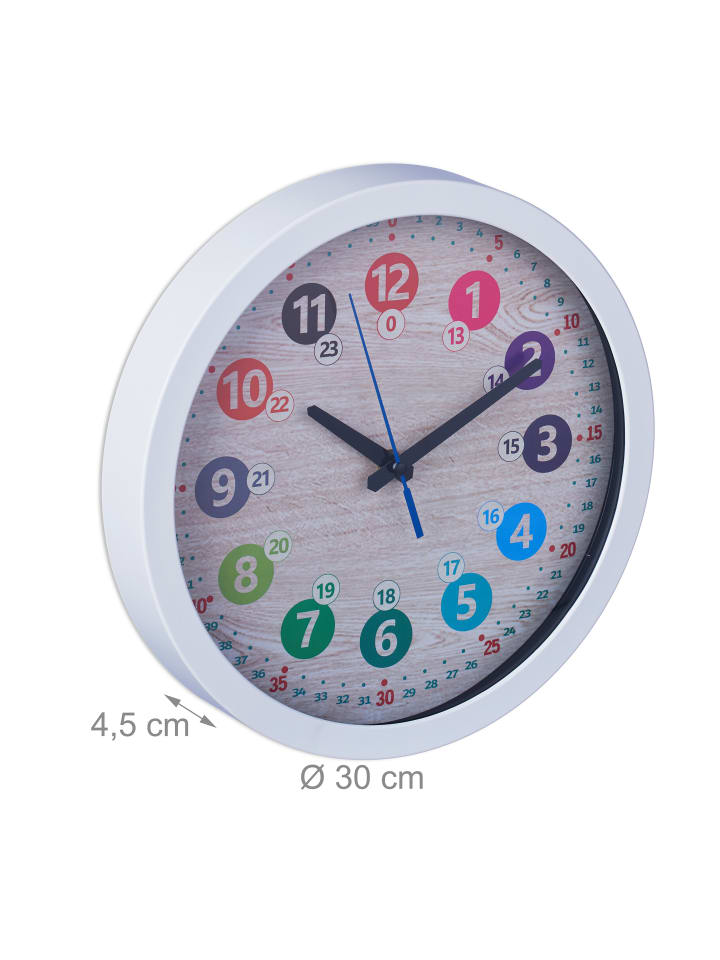relaxdays Kinder-Wanduhr in Weiß - Ø 30 cm günstig kaufen onesize