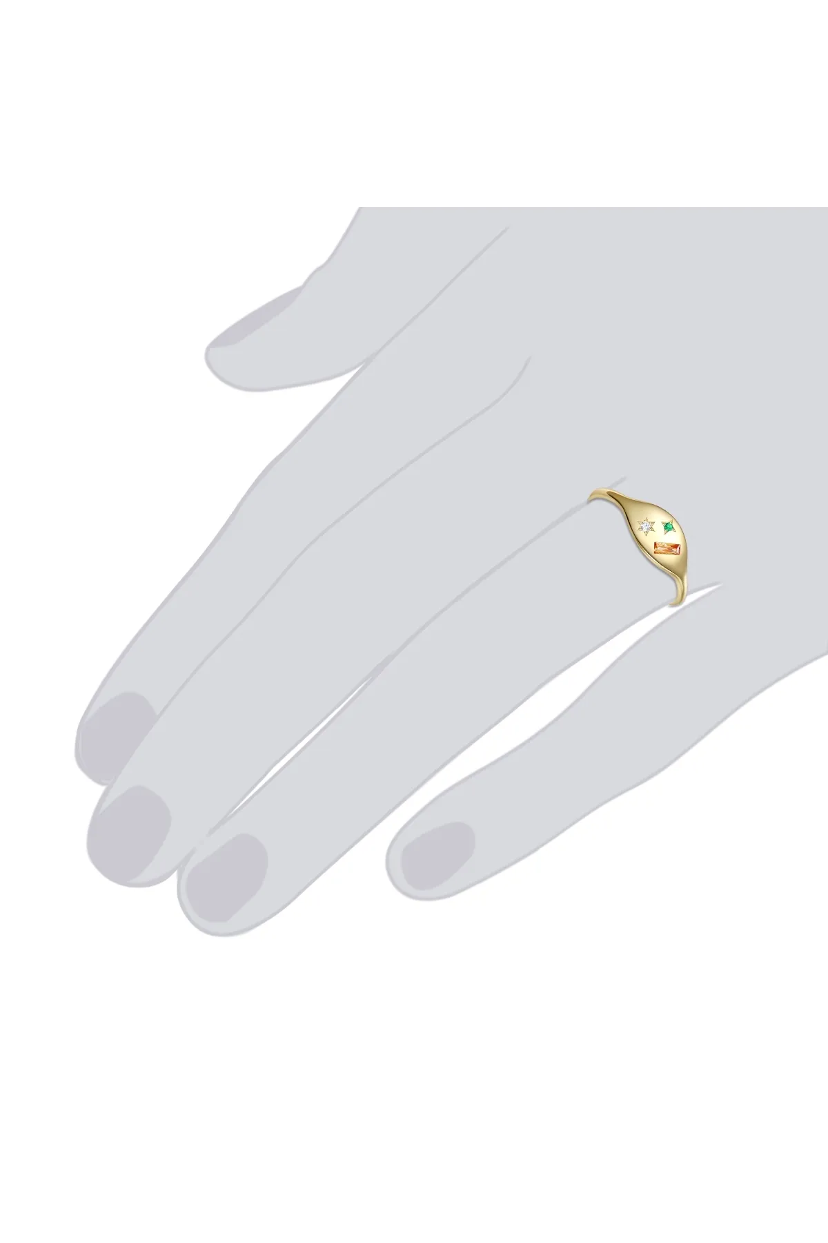 Lulu & Jane  Modeschmuckring Ring gelbgold Zirkonia bunt