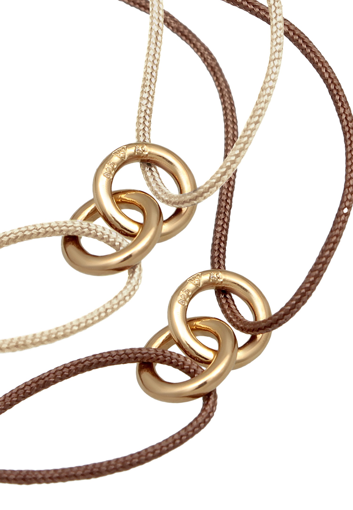 Elli Damen-Kreis-Symbol-Set mit Nylon in 925 Sterling Silber vergoldet