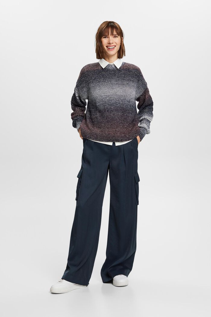 Offen gestrickter Dégradé-Pullover mit Stehkragen