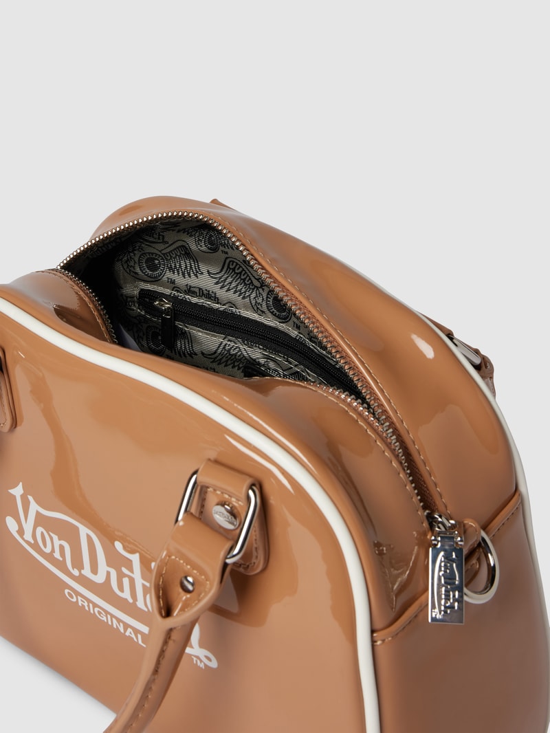 Bowling Bag mit Label-Print Modell 'KAILEN' in beige