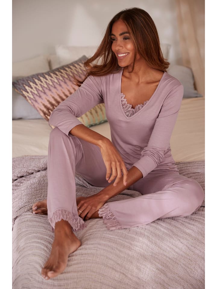 LASCANA Schlafhose in mauve günstig kaufen