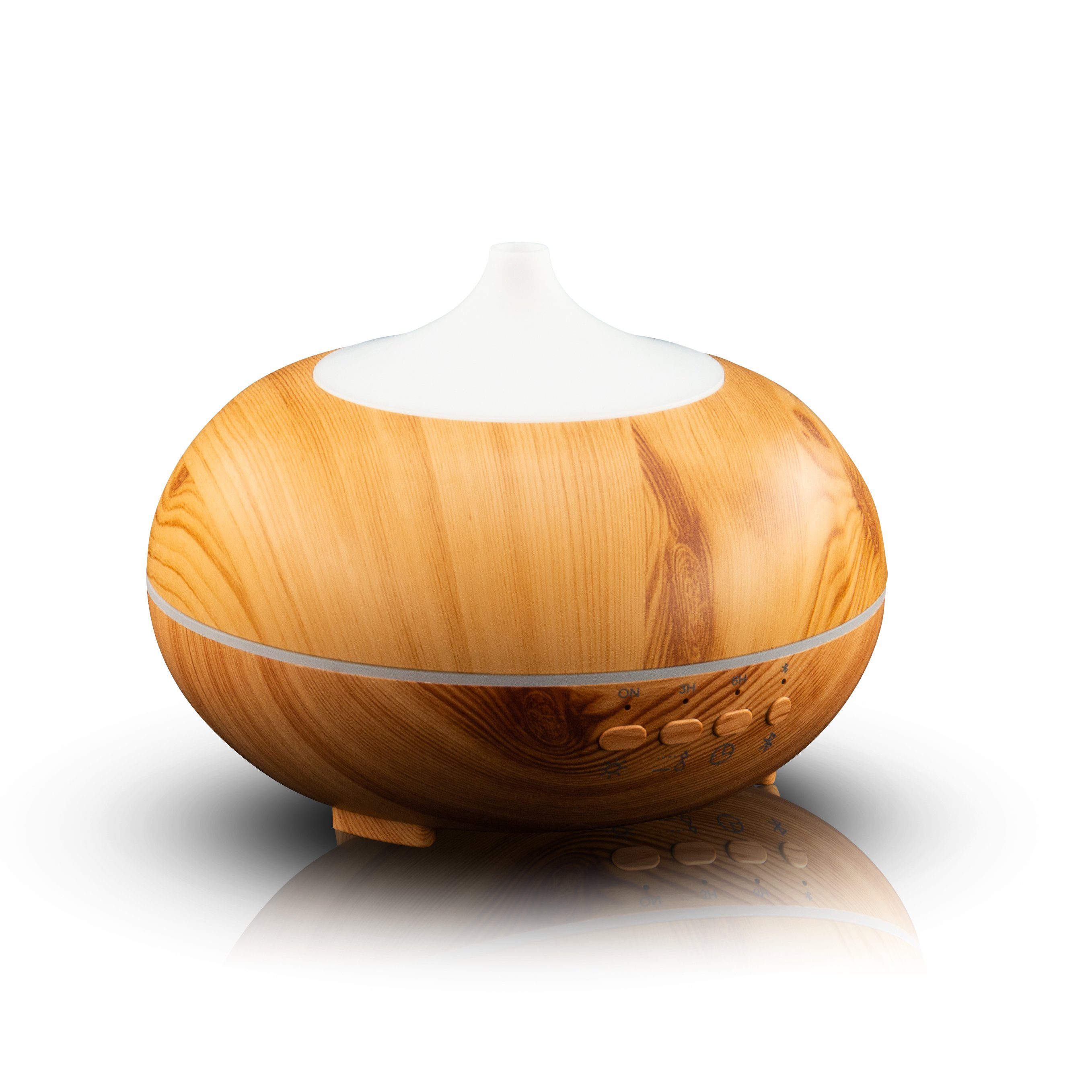 Hyrican Luftbefeuchter DT1818M Aroma-Bluetooth Luftbefeuchter, 300 ml, 7 LED-Farben, 0,3 l Wassertank, Diffuser/Diffusor, Holzoptik, integrierter Bluetooth-Lautsprecher