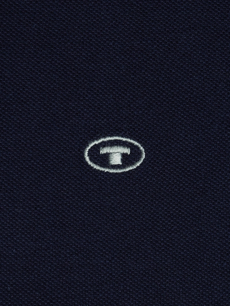 Poloshirt mit Logo-Stitching Modell 'Basic' in marineblau