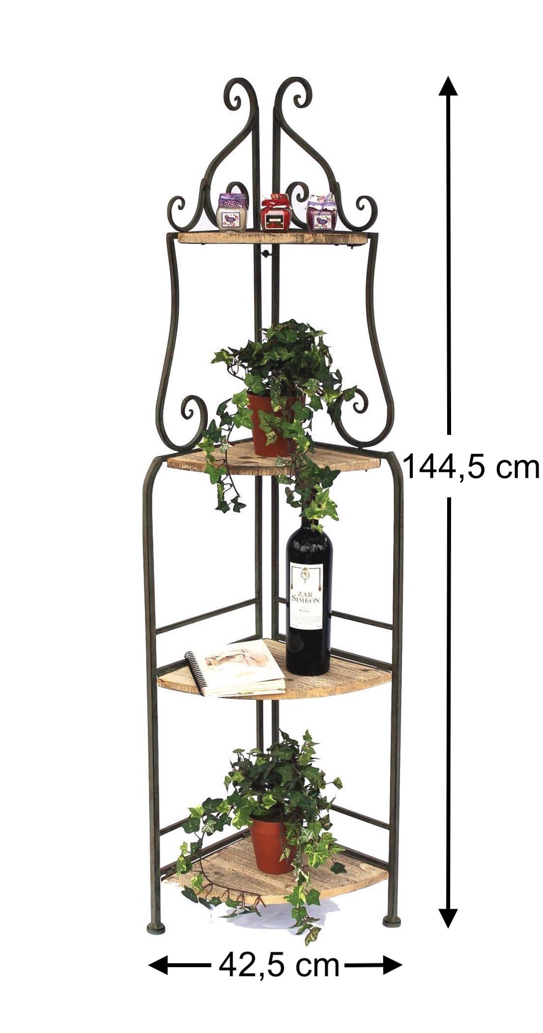 DanDiBo Eckregal Eckregal Bücherregal mit 4 Ablagen Regal Malega 12061 aus Metall und Holz 145 cm Badregal Aufbewahrungsregal Leiterregal, Komplett zusammenklappbar