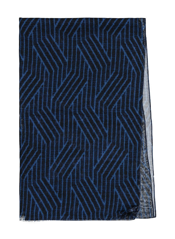 BOGGI MILANO, Schal, Wolle, navy-hellblau gemustert