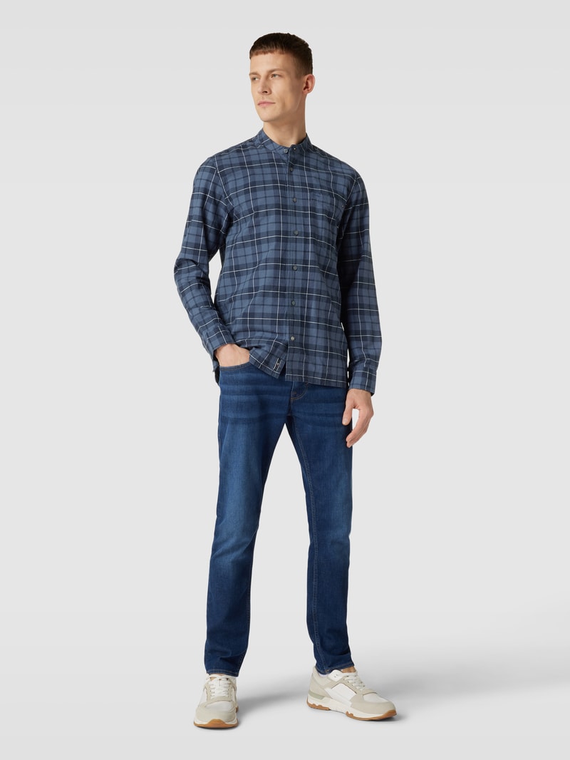 Regular Fit Freizeithemd mit Maokragen in ozean blau