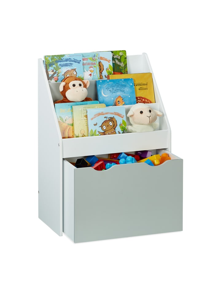 relaxdays Kinderregal in Weiß/ Grau - (B)50,5 x (H)70 x (T)28 cm günstig kaufen onesize