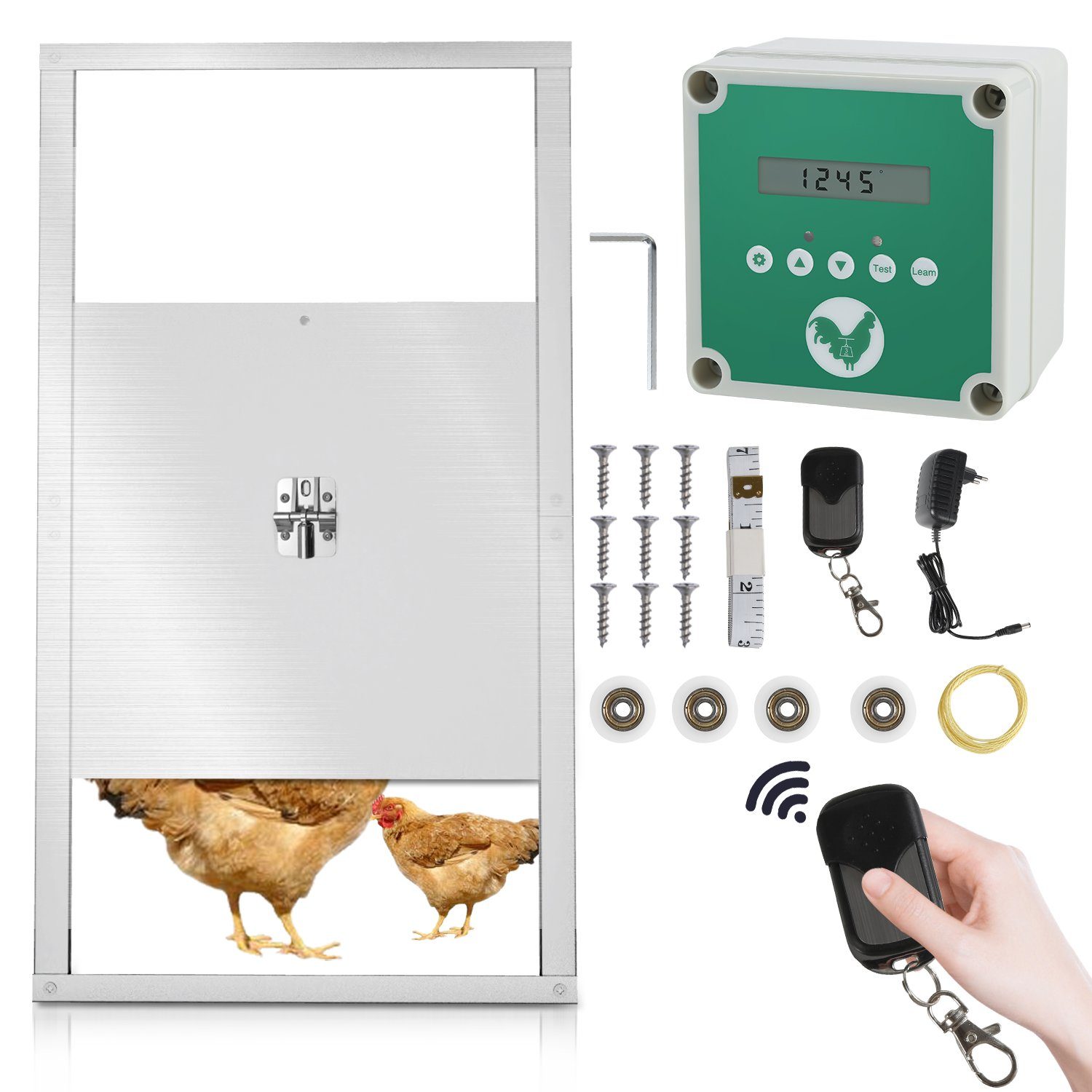 Lospitch Hühnerstall Automatische Hühnerklappe-Timer/Lichtsensor-automatische Verriegelung